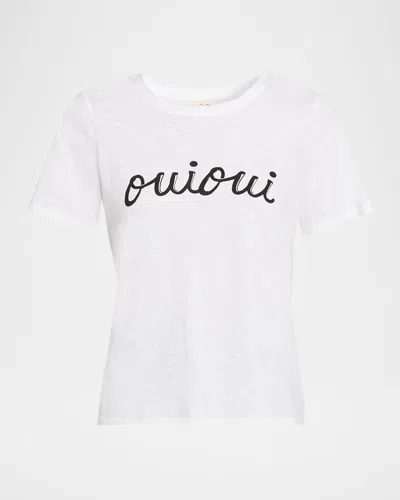 Cinq À Sept Oui Oui Script Graphic Tee In Neutral