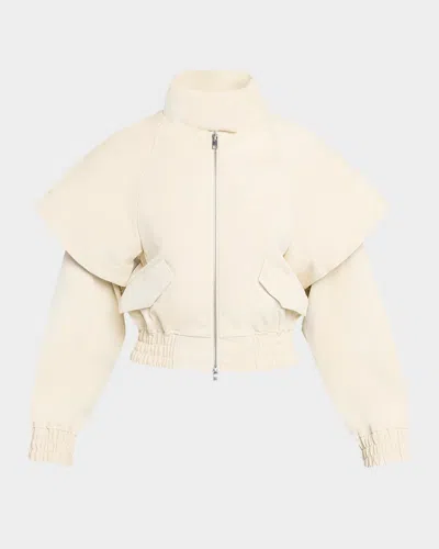 Aknvas Fredy Faux Leather Draped Jacket In Neutral