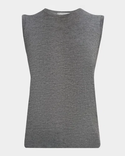 Neiman Marcus Superfine Cashmere Sleeveless Shell In Gray