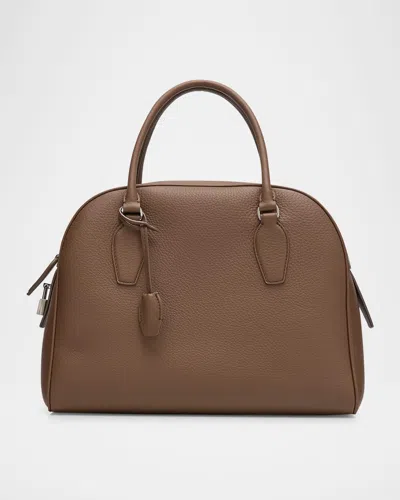 The Row India 12.00 Top-handle Bowling Bag In Leather In Brown