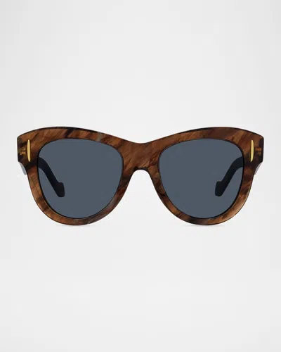 Loewe Anagram Acetate Butterfly Sunglasses In Brown