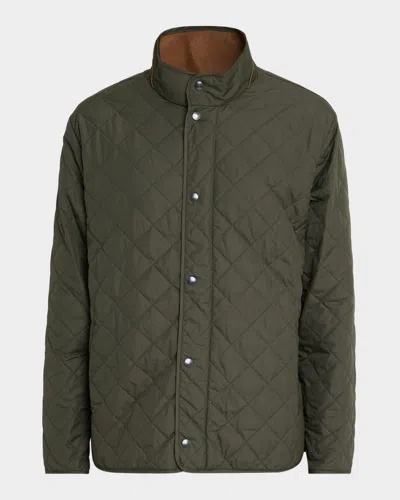 Peter Millar Men's Suffolk Quilted Stand-collar Coat In Green