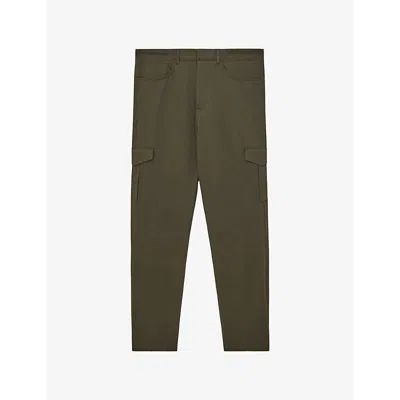 Reiss Mens Rogan Regular-fit Patch-pocket Stretch-cotton Cargo Trousers Olive Green In Multi