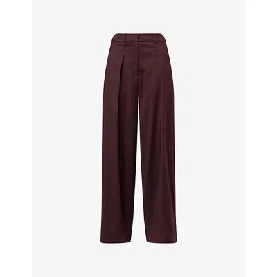 Me And Em And Em Womens Luxe Wide-leg Stretch-wool Blend Trousers Bordeaux In Burgundy