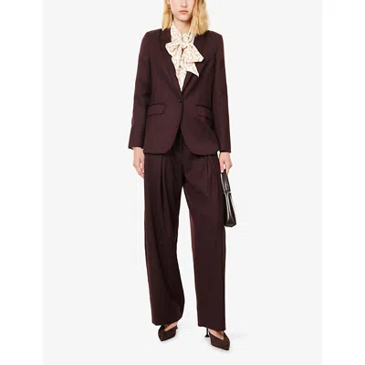 Me And Em And Em Womens Luxe Wide-leg Stretch-wool Blend Trousers Bordeaux In Burgundy