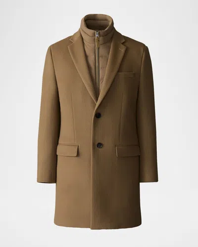 Mackage Skai-slb Virgin Wool Coat With Removable Down Bib In Brown