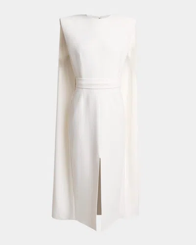 Givenchy Sleeveless Crepe Midi Cape Dress In White