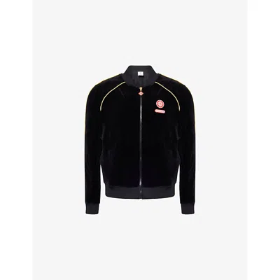 Casablanca Mens Velour Logo-patch Cotton-blend Track Jacket Black In Black
