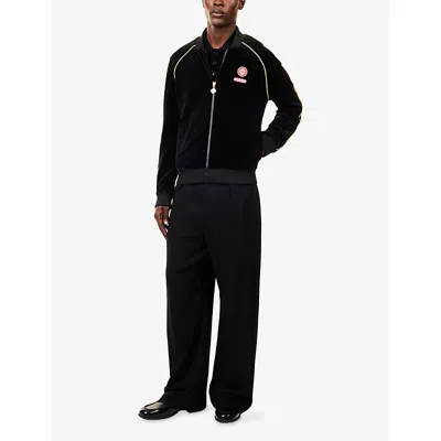Casablanca Mens Velour Logo-patch Cotton-blend Track Jacket Black In Black