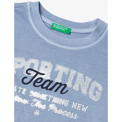 Benetton Graphic-print Cotton-jersey T-shirt 18 Months-5 Years Pale Blu In Blue