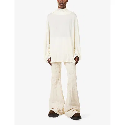 Rick Owens Mens Natural Oversized Hooded Wool-silk Top In White