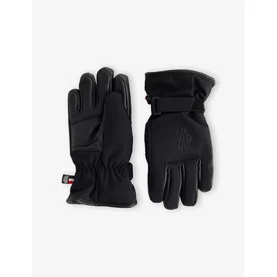 Moncler Black Logo-patch Padded Shell Gloves In Black