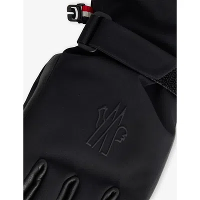Moncler Black Logo-patch Padded Shell Gloves In Black