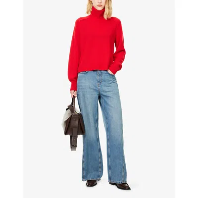 Me And Em And Em Womens True Scarlet Red Relaxed-fit Snood Cashmere Jumper In Red