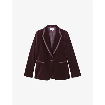 Reiss Burgundy Velvet Single-breasted Suit Blazer In Burgundy