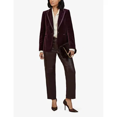 Reiss Burgundy Velvet Single-breasted Suit Blazer In Burgundy