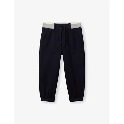 Benetton Navy Blue Tapered-leg Cotton-jersey Jogging Bottoms 18 Months - 5 In Multi