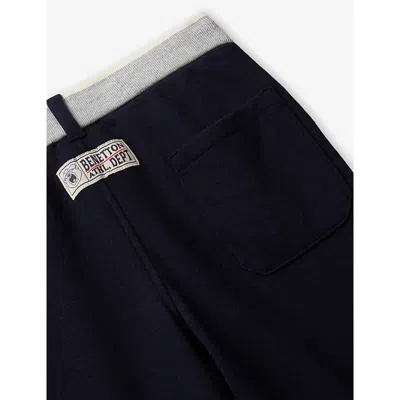 Benetton Navy Blue Tapered-leg Cotton-jersey Jogging Bottoms 18 Months - 5 In Multi