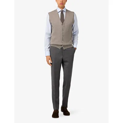 Boggi Milano Ens V-neck Knitted Merino-wool Waistcoat Taupe In Multi