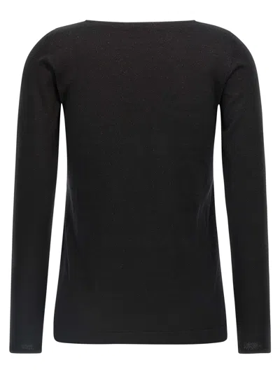 Brunello Cucinelli Boat Neck Cashmere & Lurex Knit Sweater In Black