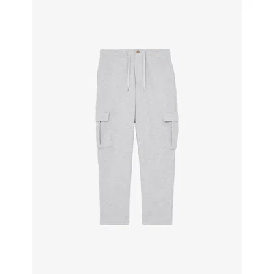 Reiss Mens Grey Marl Willan Tapered-leg Cotton-jersey Trousers Xs In Multi