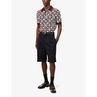 Casablanca Mens Aubergine Embroidered-logo Monogram Cotton Polo Shirt In Brown