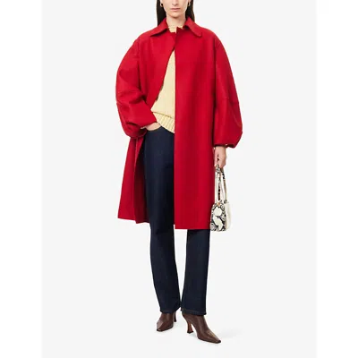 Harris Wharf London Belted Wool Coat In Red