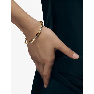 Monica Vinader Womens Gp Signature Link 18ct Yellow Gold Vermeil Slim Bangle In Gold