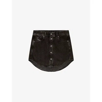 Diesel Womens 02 De-ard Button-front Denim Mini Skirt In Black