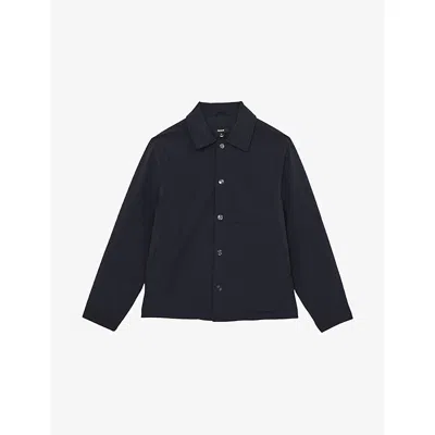 Reiss Mens Navy Parker Patch-pocket Stretch-nylon Overshirt In Blue