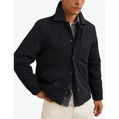 Reiss Mens Navy Parker Patch-pocket Stretch-nylon Overshirt In Blue