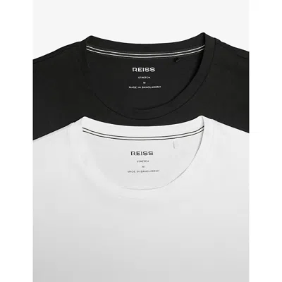Reiss Mens Black White Flex Set Of Two Stretch-jersey T-shirts Xl In Black