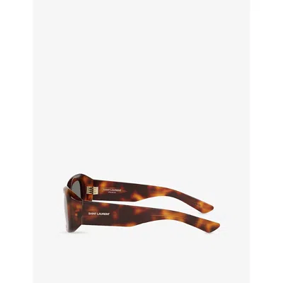 Saint Laurent Womens Brown Sl 809 Rectangle-frame Acetate Sunglasses In Brown