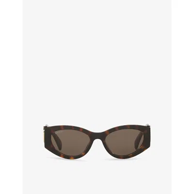 Gucci Womens Brown Gg1691s Cat Eye-frame Acetate Sunglasses In Brown