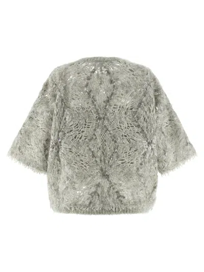 Brunello Cucinelli Sequin Knitted Sweater In Gray