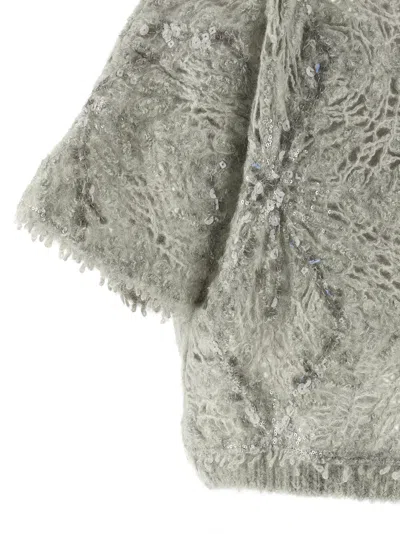 Brunello Cucinelli Sequin Knitted Sweater In Gray