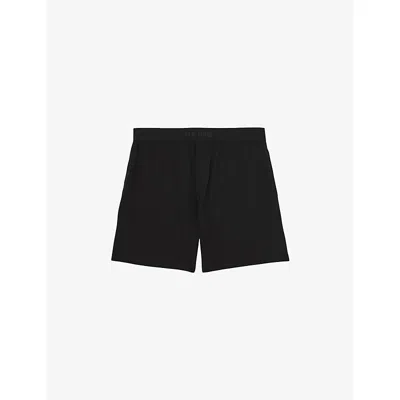 Reiss Mens Black Fleet Branded-waistband Stretch-jersey Shorts In Black