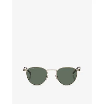 Gucci Womens Silver Gg1875s Oval-frame Metal Sunglasses In Silver