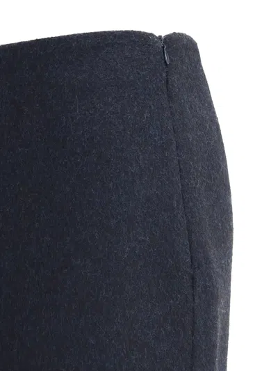 Brunello Cucinelli Women Virgin Wool Midi Skirt In Blue