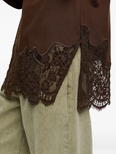 Bimba Y Lola Oversize Lace T-shirt In Brown