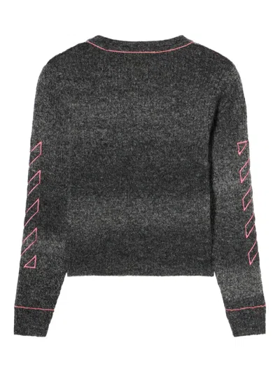 Off-white Embroidered Wool Cardigan In Gray