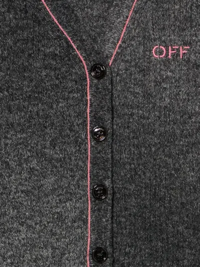 Off-white Embroidered Wool Cardigan In Gray