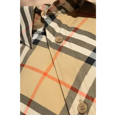 Burberry Button-down Collar Checked Pattern Shirt In Brown