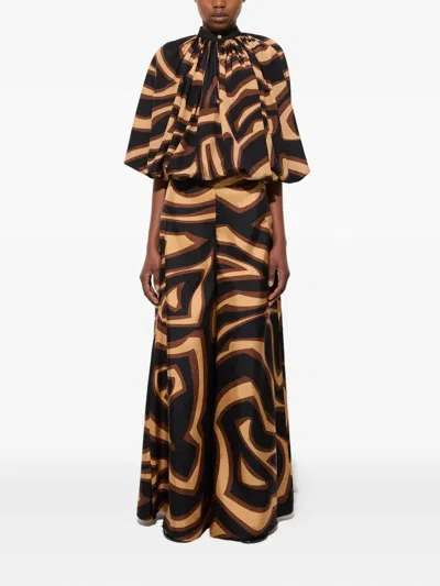 Pucci Geometric Print Blouse With Wide Sleeves In Black