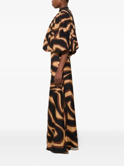 Pucci Geometric Print Blouse With Wide Sleeves In Black