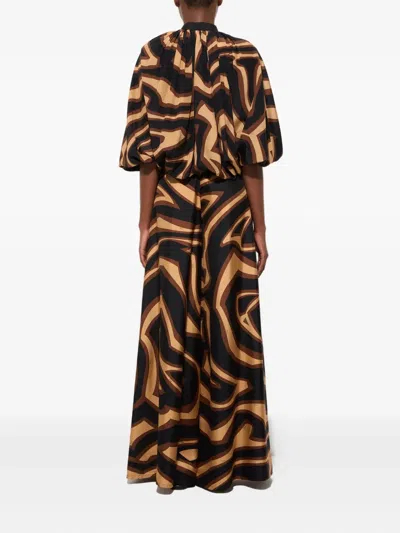 Pucci Geometric Print Blouse With Wide Sleeves In Black