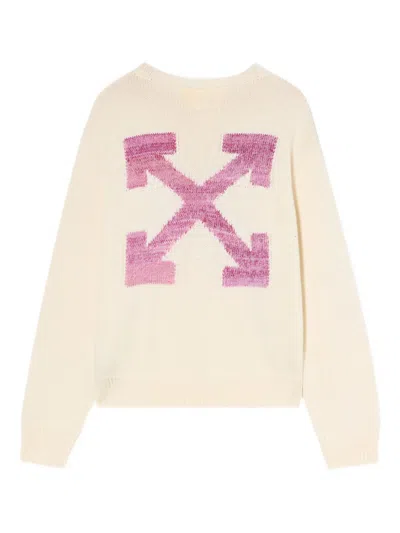 Off-white Terry Embroidery Arrow Logo Sweater In Neutral