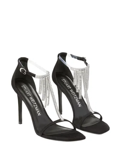 Stuart Weitzman 100mm Nudistcurve Superglam Crystal-fringe Sandals In Multi