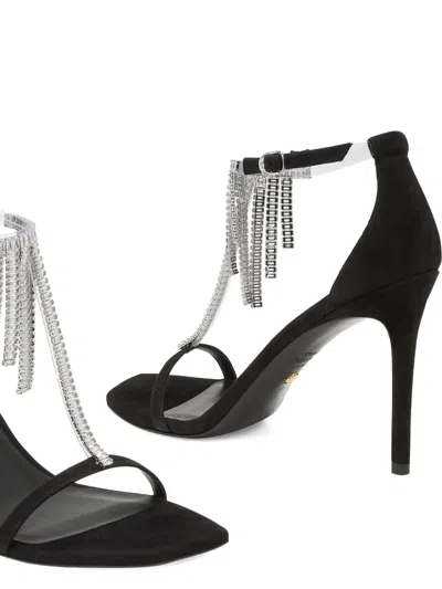 Stuart Weitzman 100mm Nudistcurve Superglam Crystal-fringe Sandals In Multi