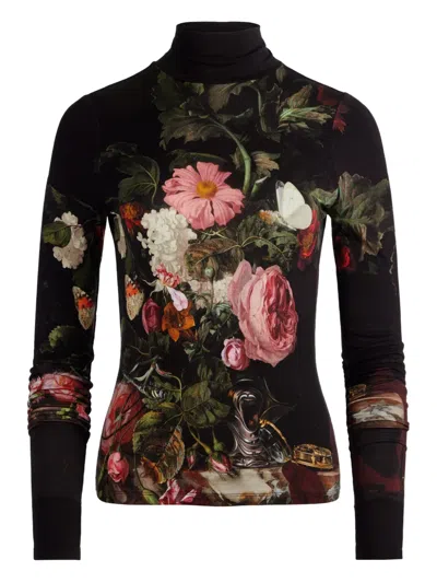 Alice And Olivia Delaina Long-sleeve Turtleneck Top In Multi